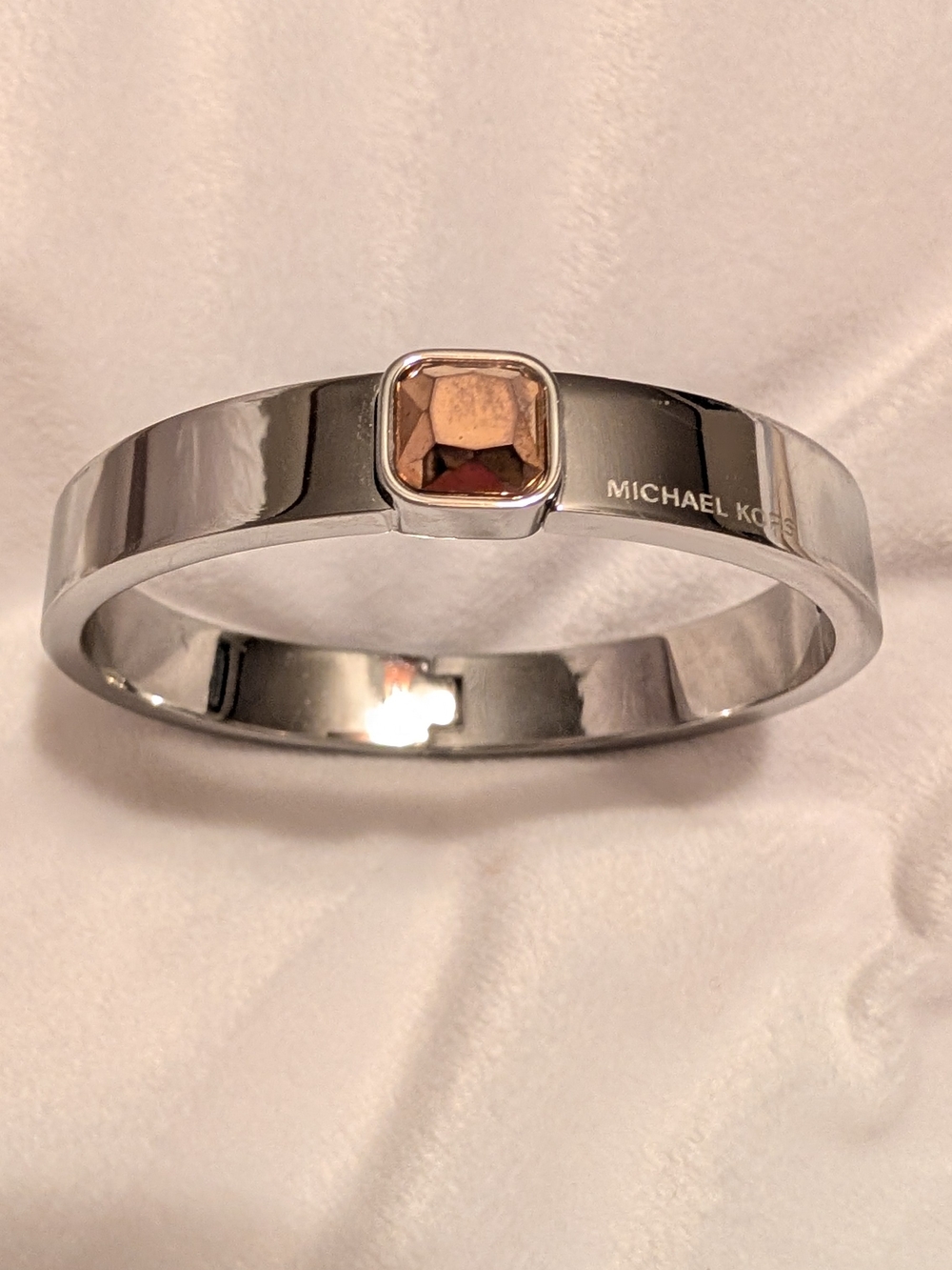 MICHAEL KORS Urban Rush Silver Bangle BRACELET Rose Crystal